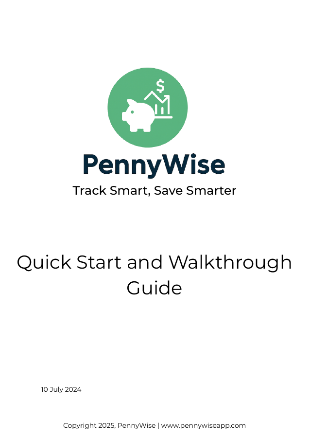 Cover page of the PennyWise quick start and walkthrough guide